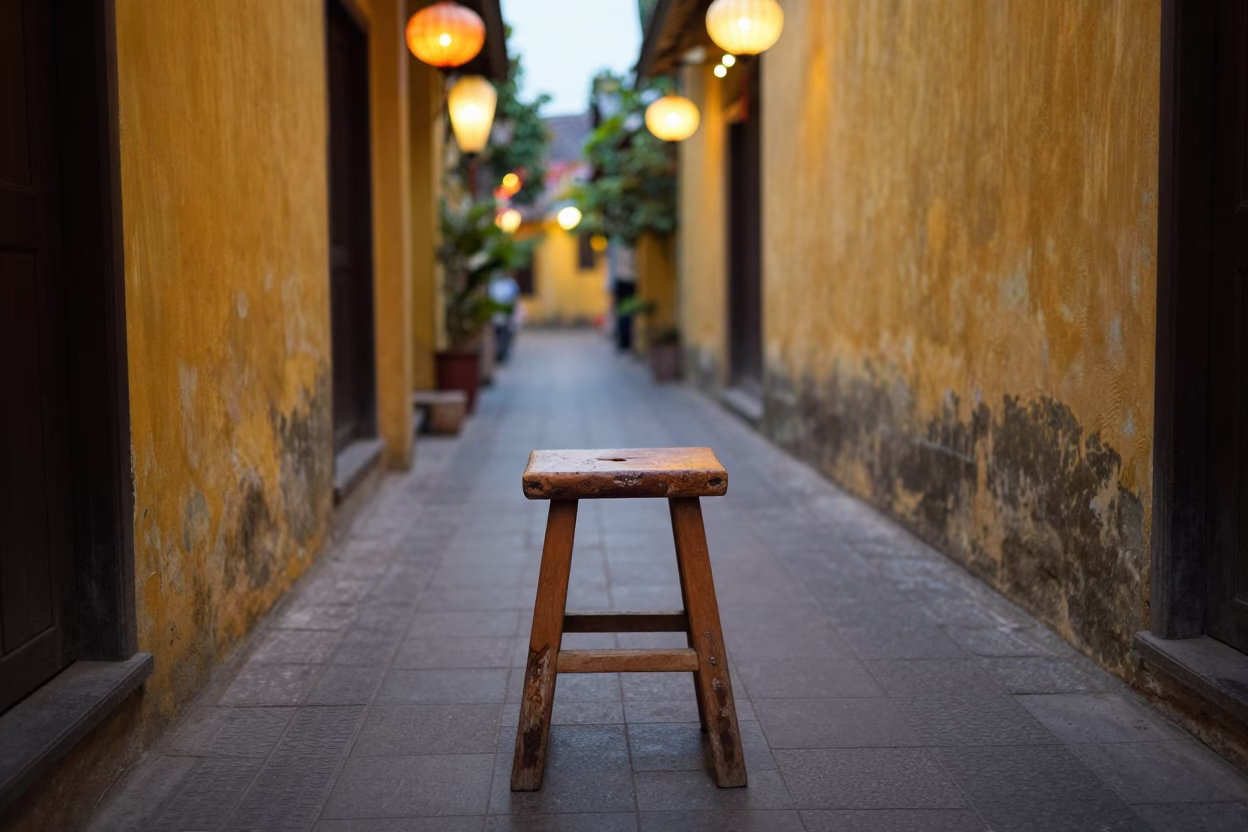 Wooden Stool in Hoi An in in Hoi An, Vietnam