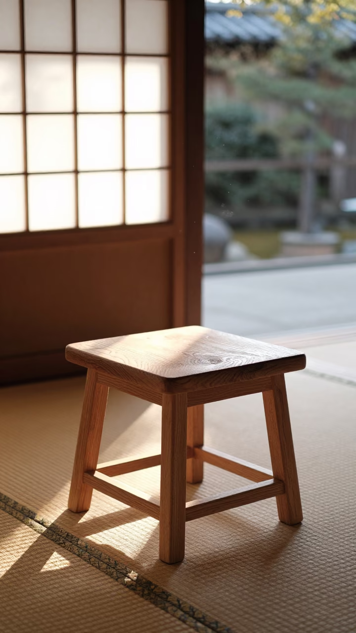Wooden Stool in Kyoto in in Kyoto, Japan