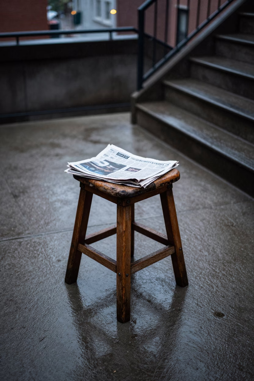 Wooden Stool in Montreal in in Montreal, Canada