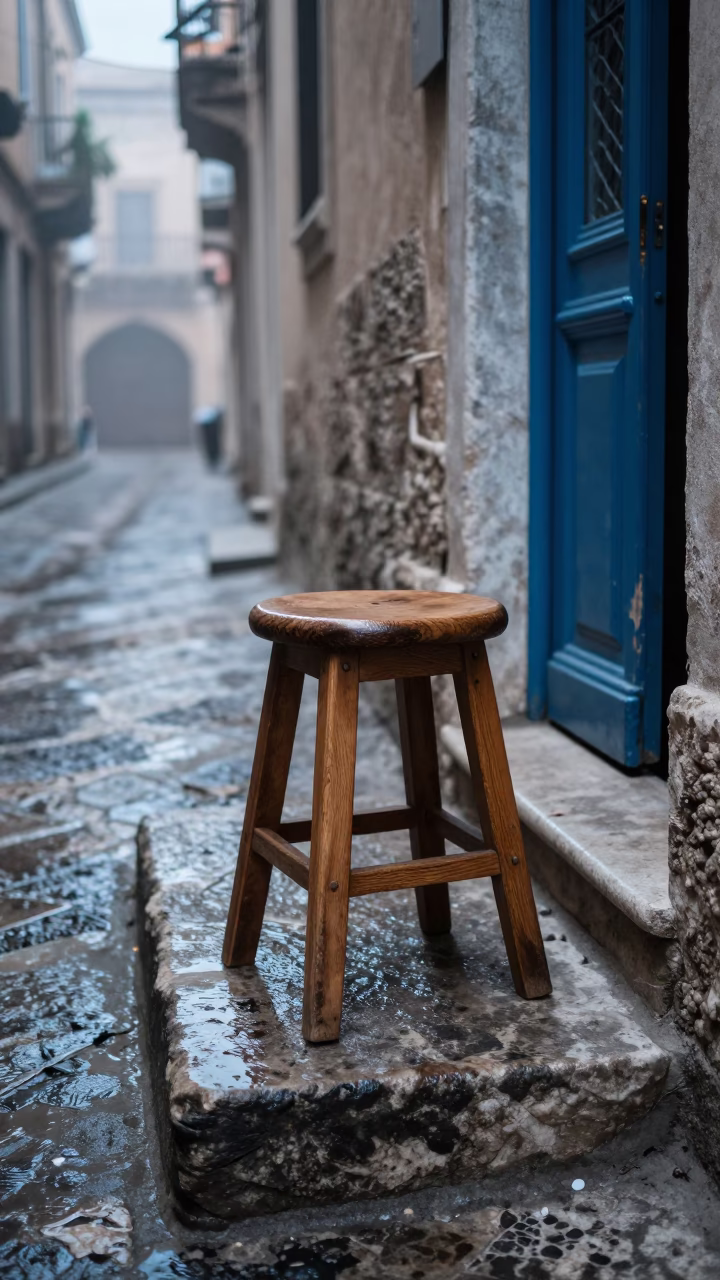 Wooden Stool in Palermo in in Palermo, Italy
