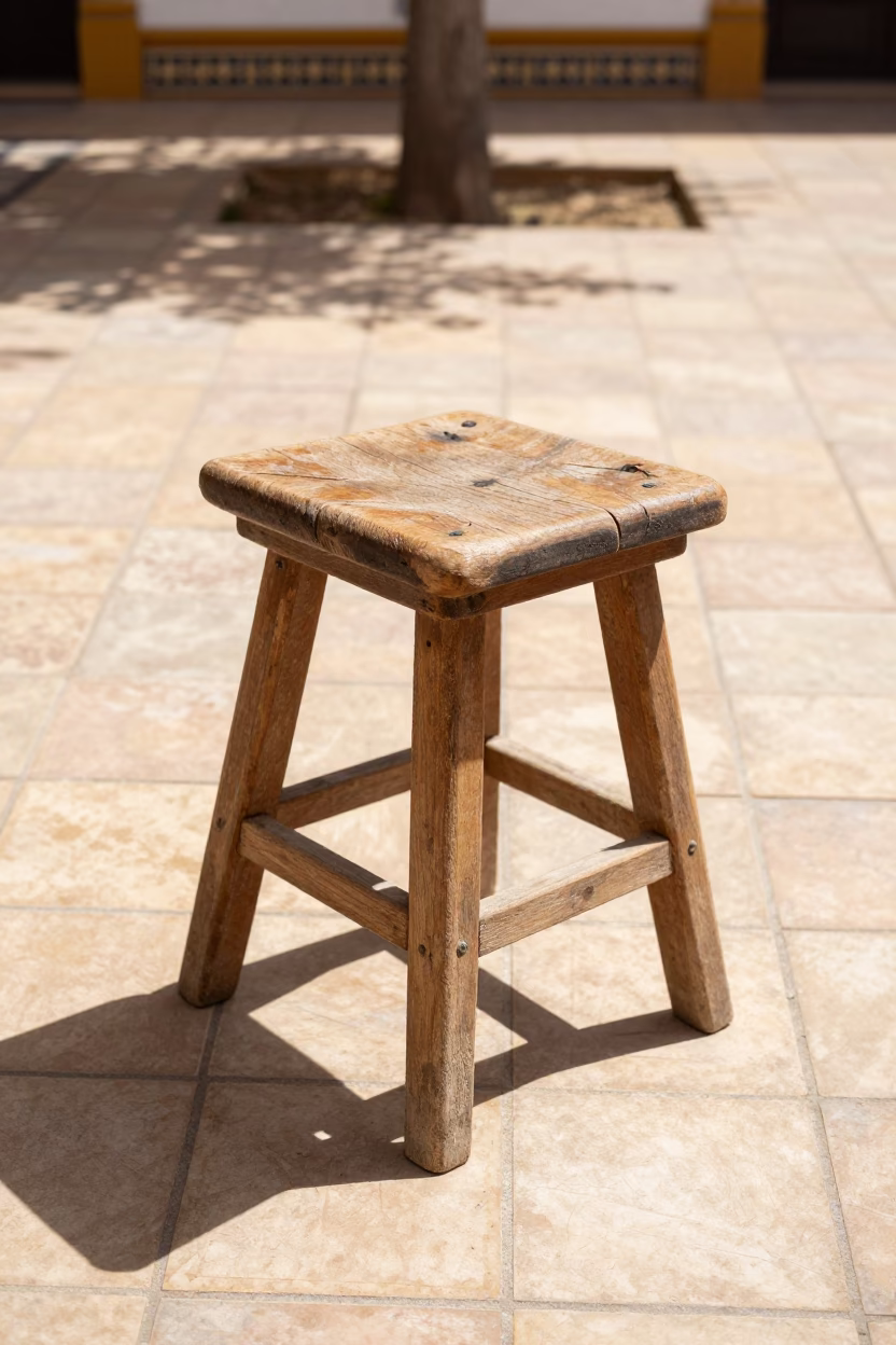 Wooden Stool in Seville in in Seville, Spain