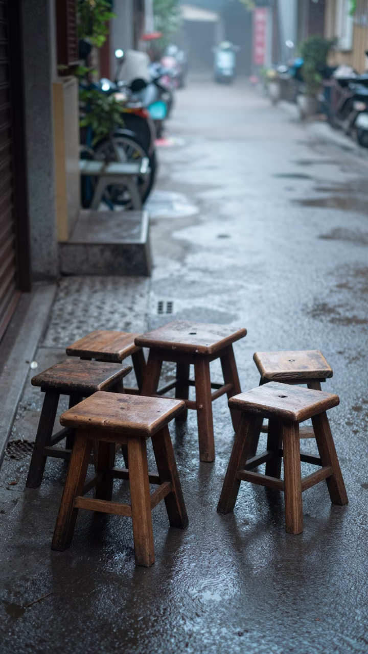 Wooden Stools in Hanoi in in Hanoi, Vietnam
