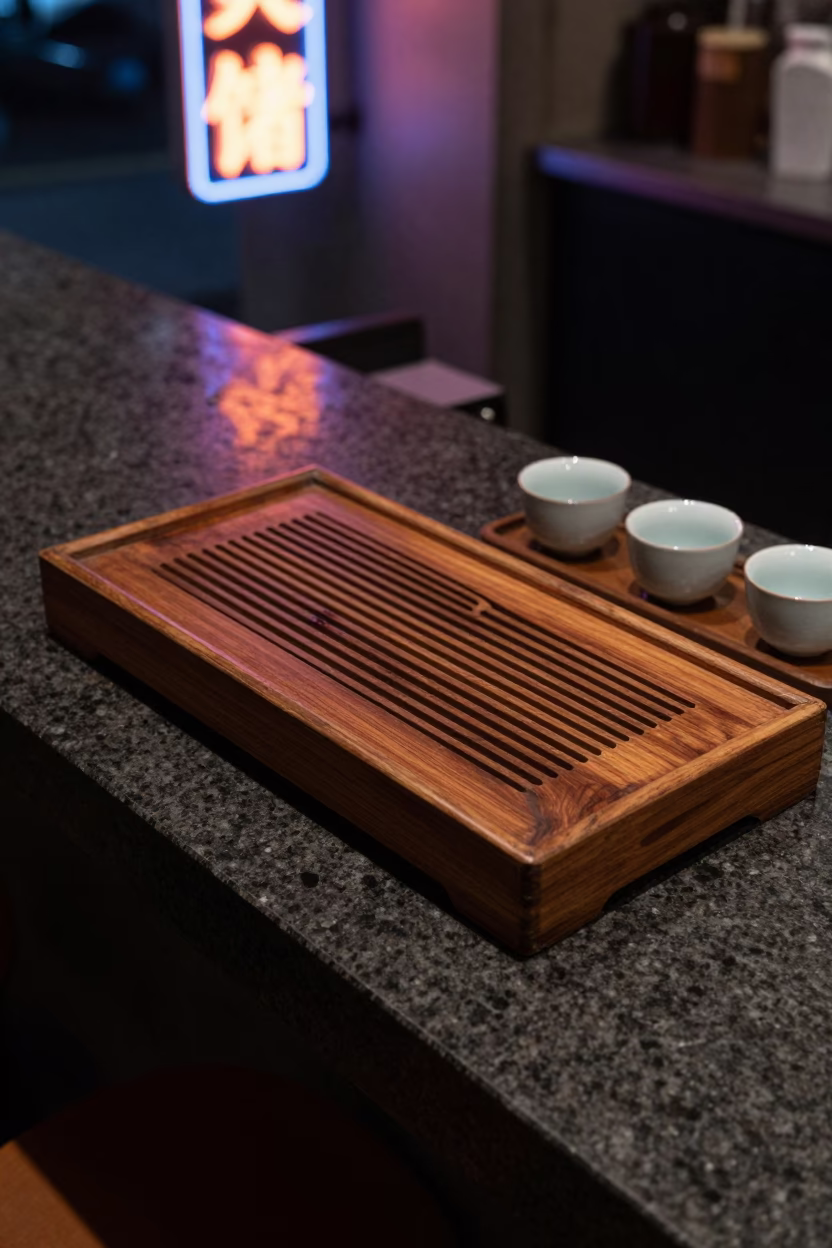 Wooden Tea Tray in Tainan in in Tainan, Taiwan