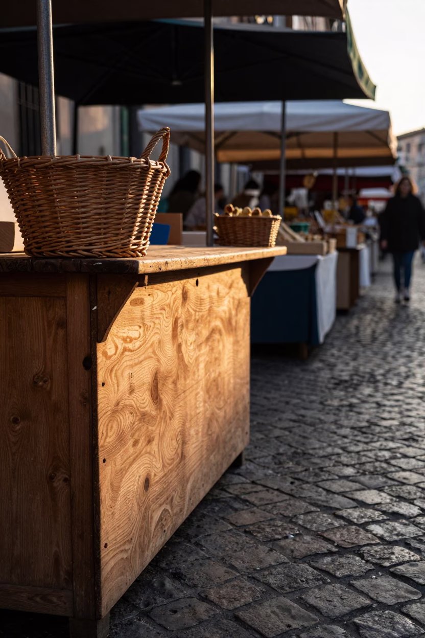 Wooden Textures in Naples at First Light Of Dawn in in Naples, Italy