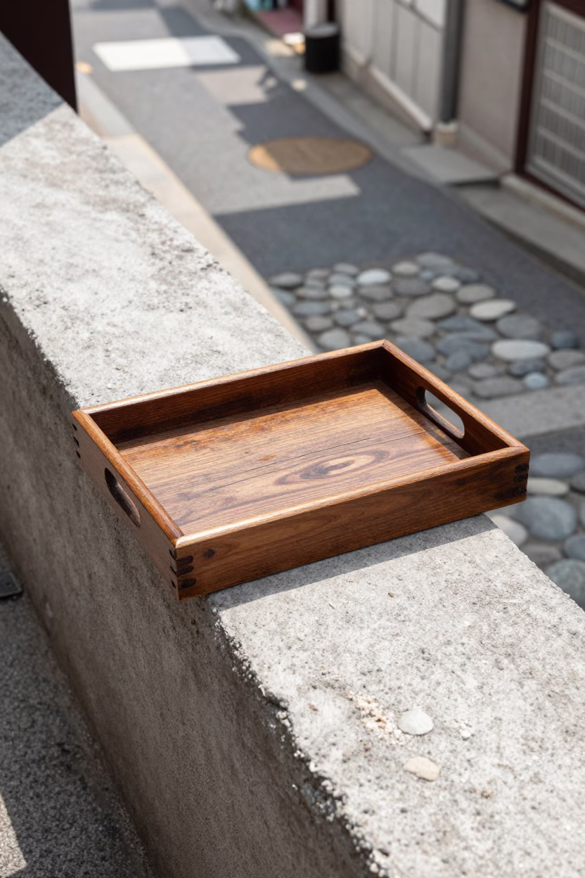 Wooden Tray in Busan in in Busan, South Korea
