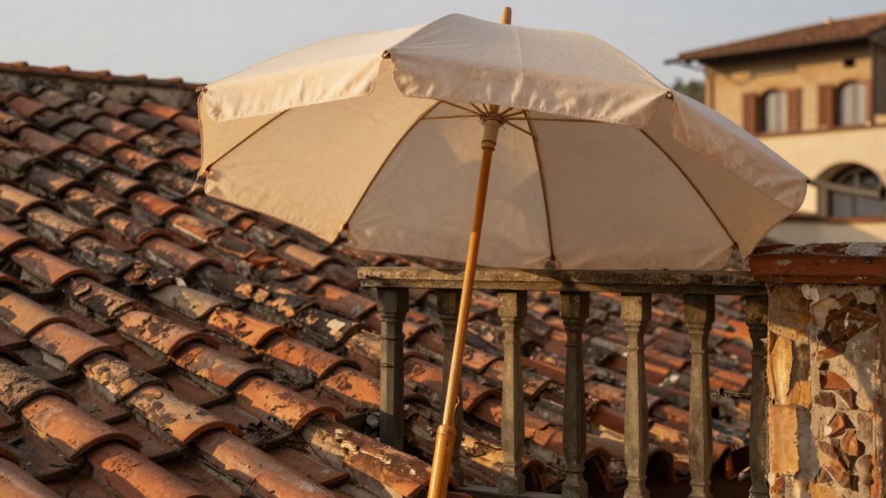 Wooden Umbrella in Florence in in Florence, Italy