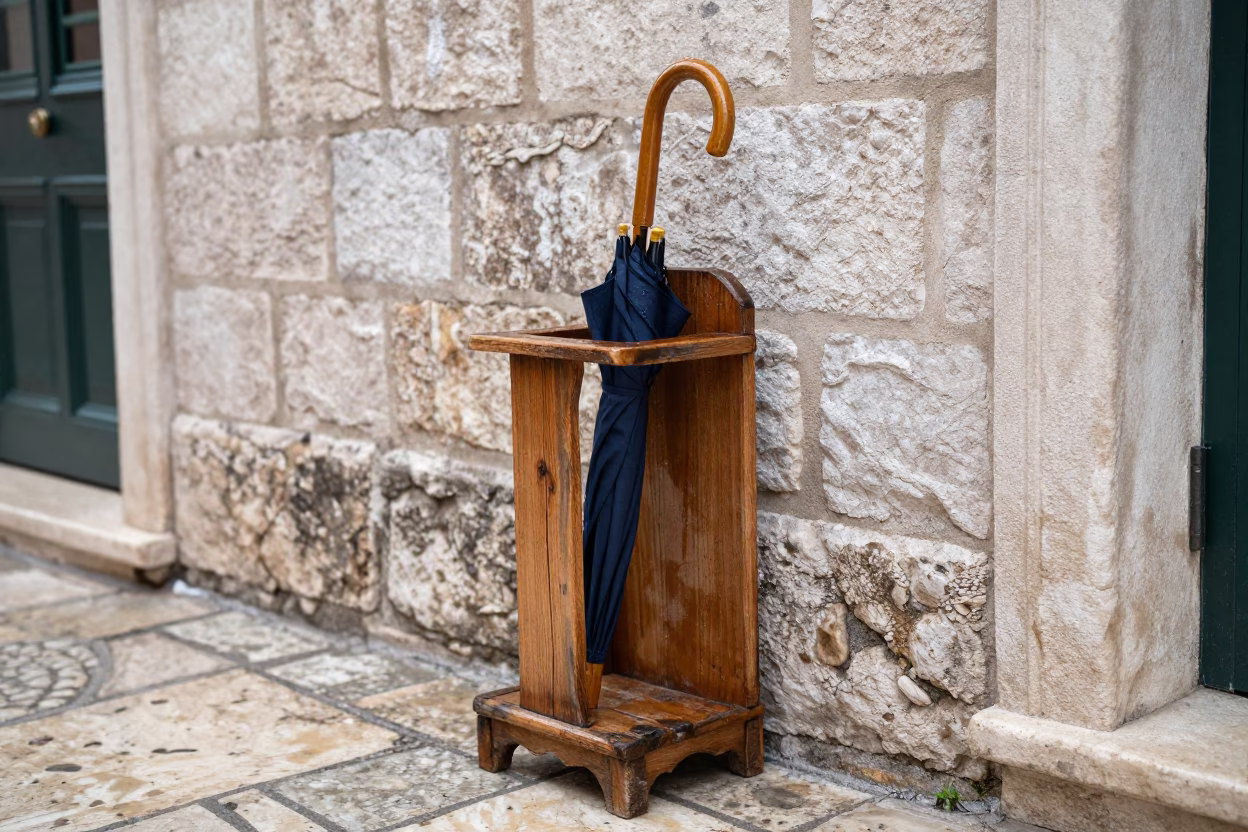 Wooden Umbrella Stand in Dubrovnik in in Dubrovnik, Croatia