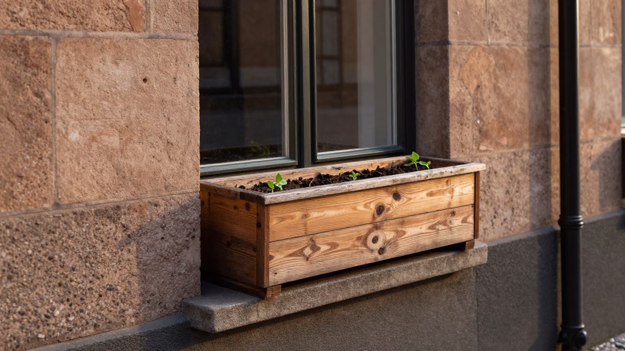 Wooden Window Box in Copenhagen in in Copenhagen, Denmark