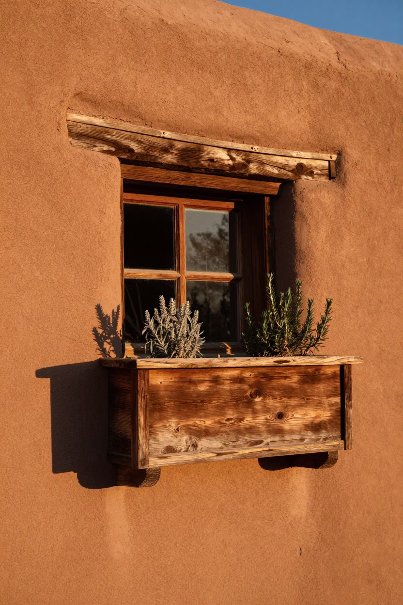 Wooden Window Box in Santa Fe in in Santa Fe, United States