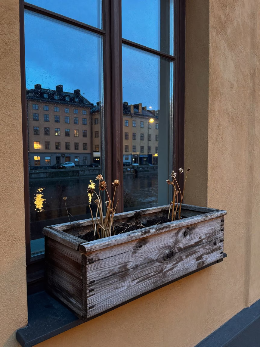Wooden Window Box in Stockholm in in Stockholm, Sweden