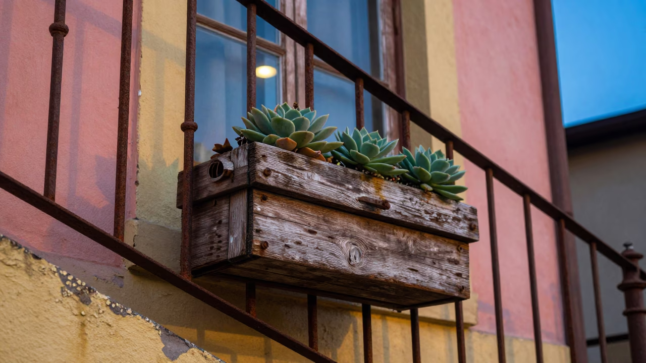 Wooden Window Box in Valparaiso in in Valparaiso, Chile