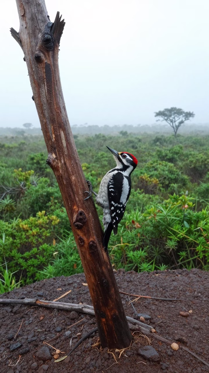 Woodpecker on Dead Tree Ridge Mysore in on a wind-scoured ridge near Mysore