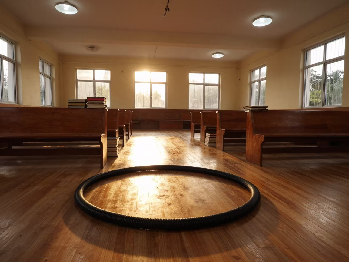 Woodshop Hose in Aba Lecture Hall in in a lecture hall before the crowd arrives near Aba