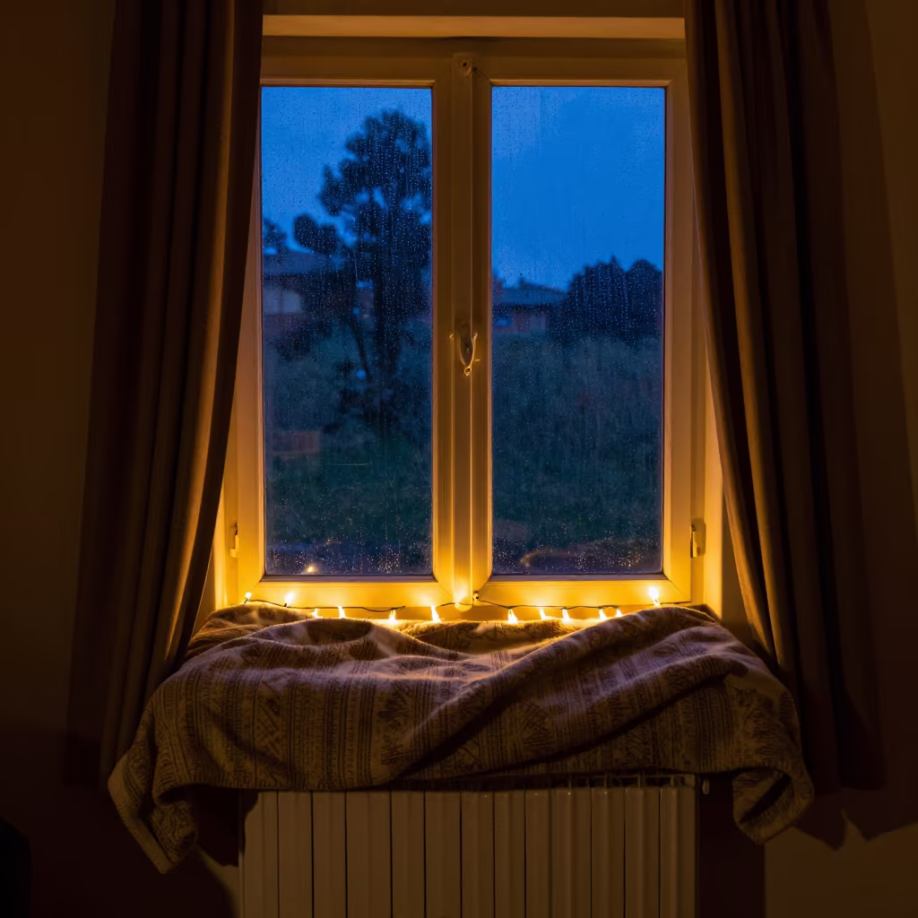 Wool Blanket on Radiator Kitale Window Seat in on a window seat in Kitale