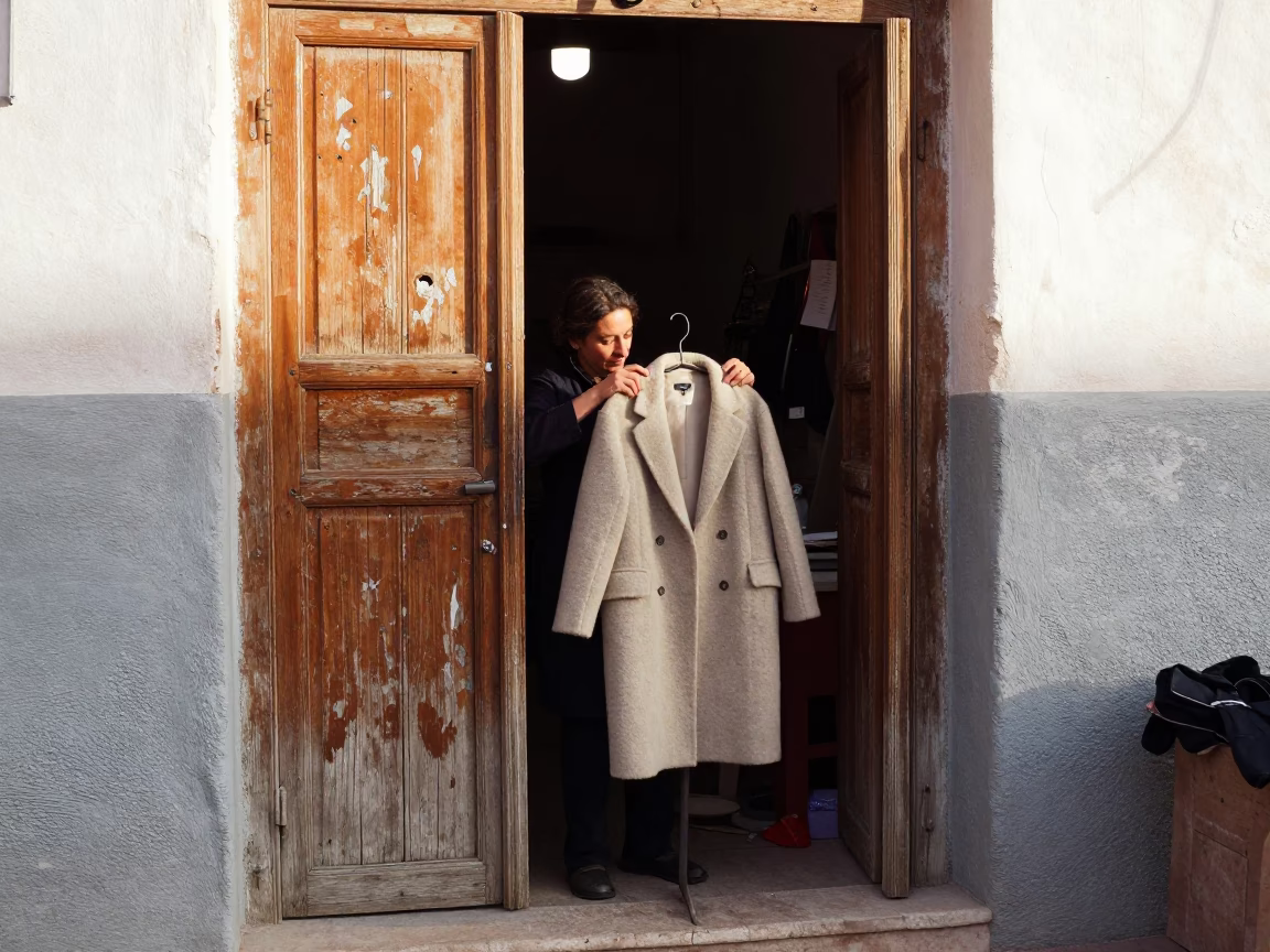 Wool Coat in Essaouira in in Essaouira, Morocco