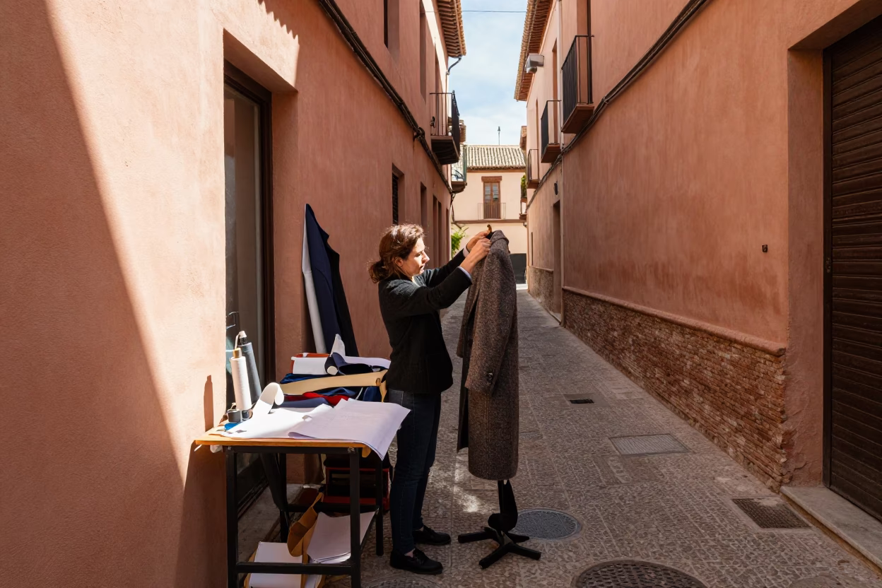 Wool Coat in Granada in in Granada, Spain