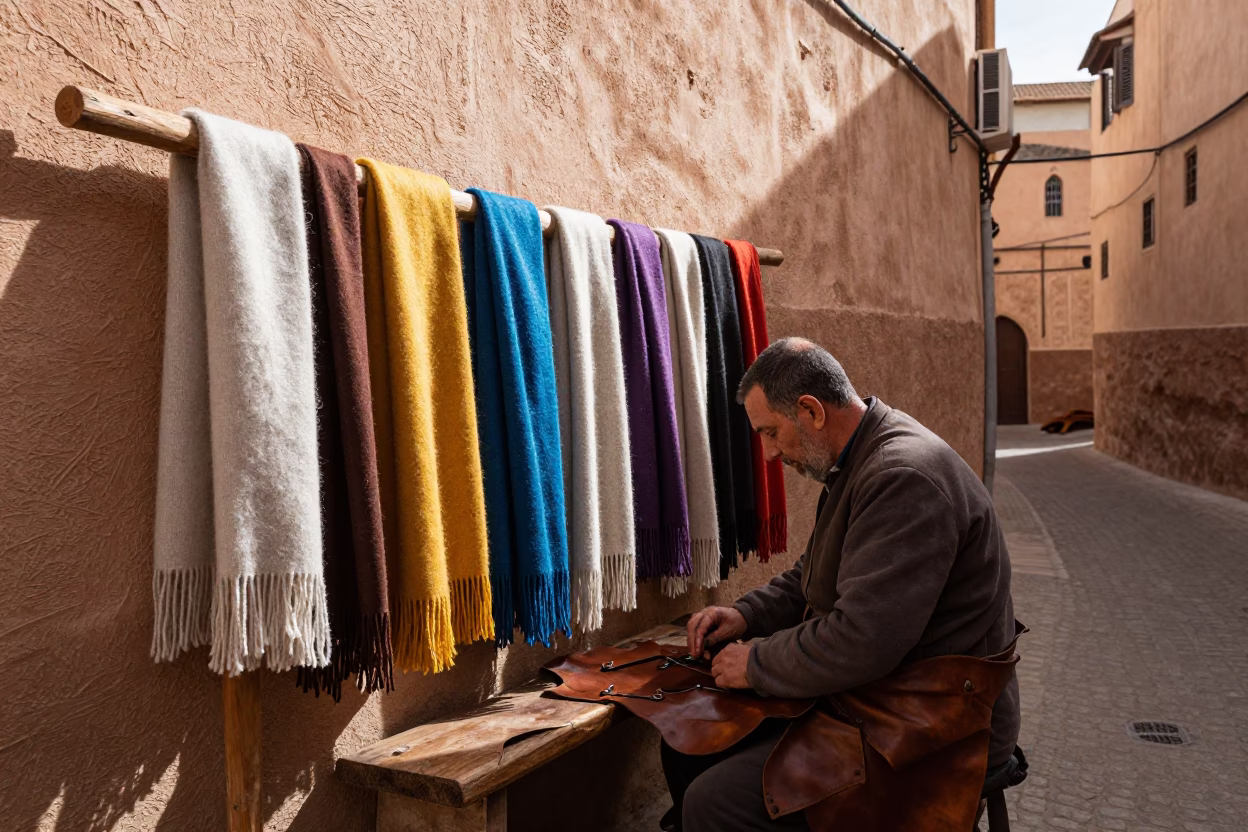Wool Scarves in Fez in in Fez, Morocco