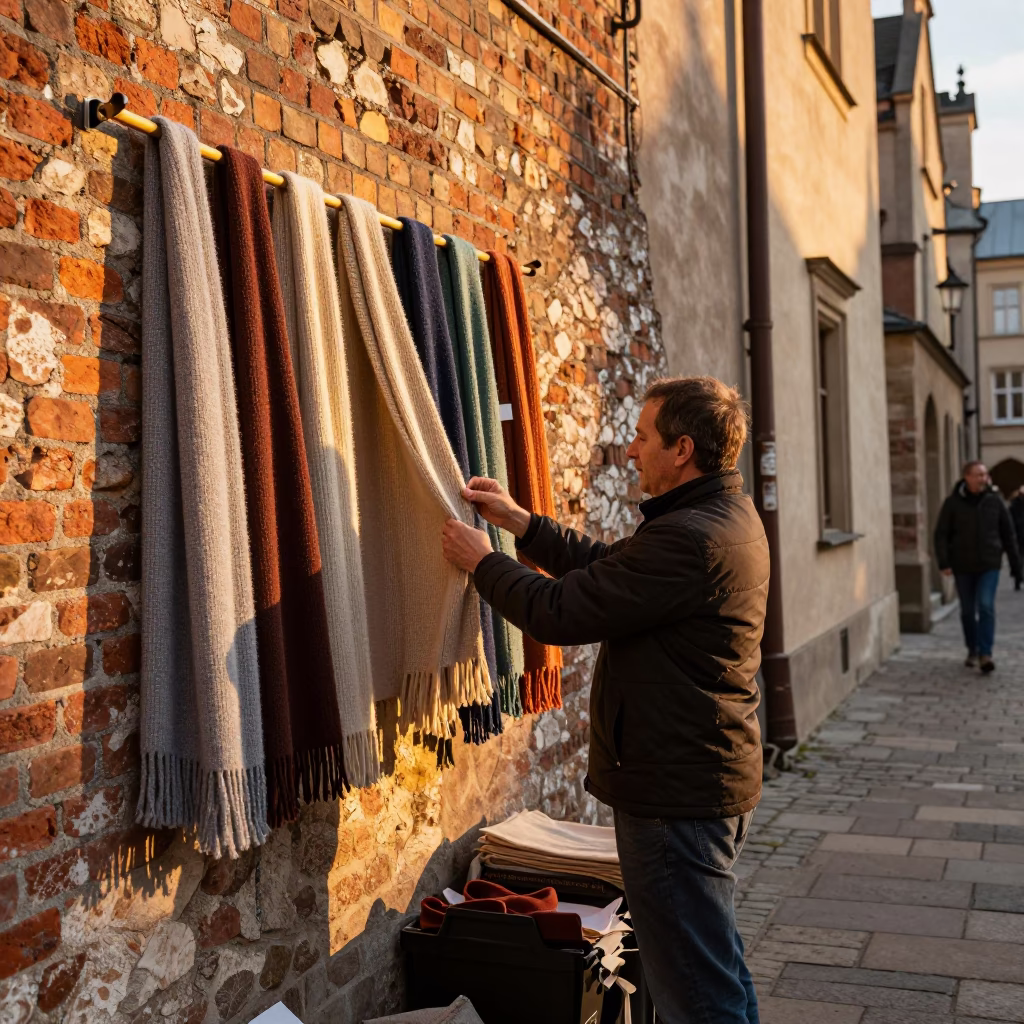 Wool Scarves in Krakow in in Krakow, Poland