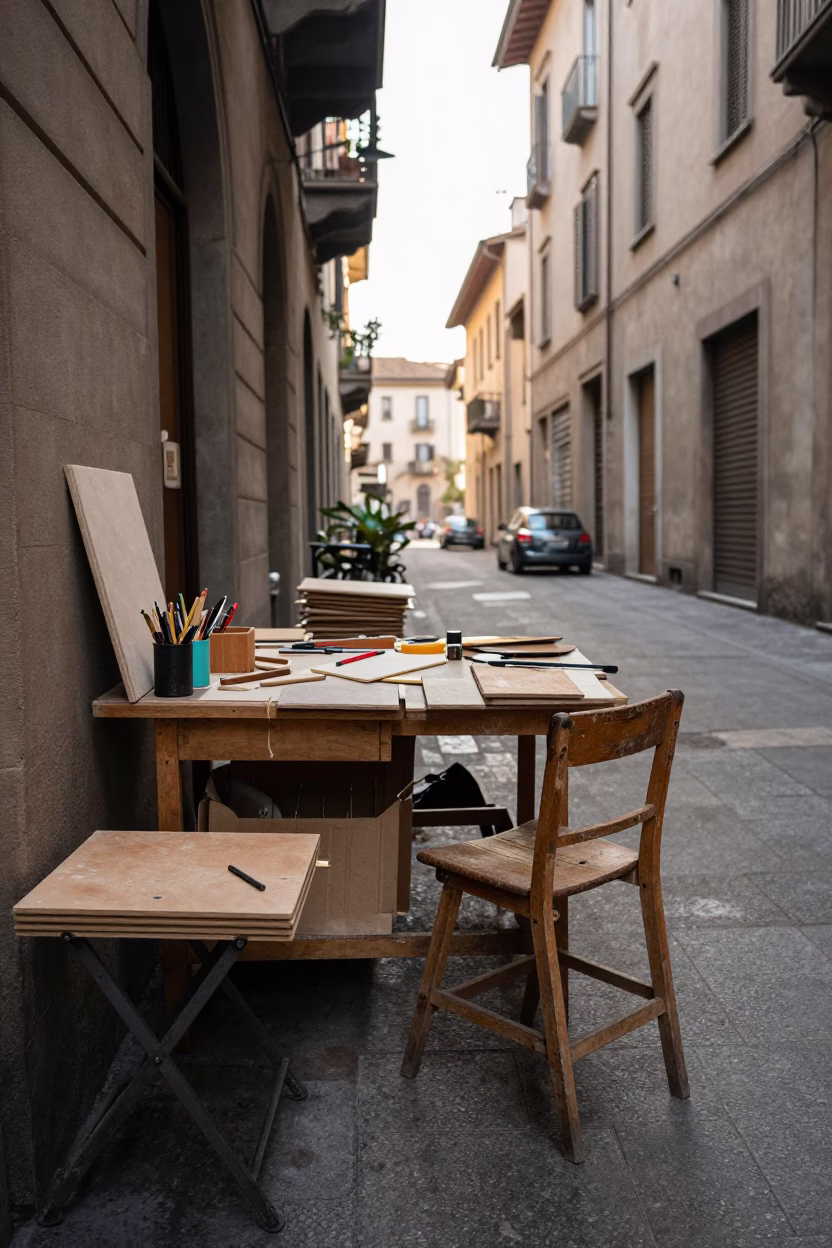 Workbench Clutter in Milan in in Milan, Italy