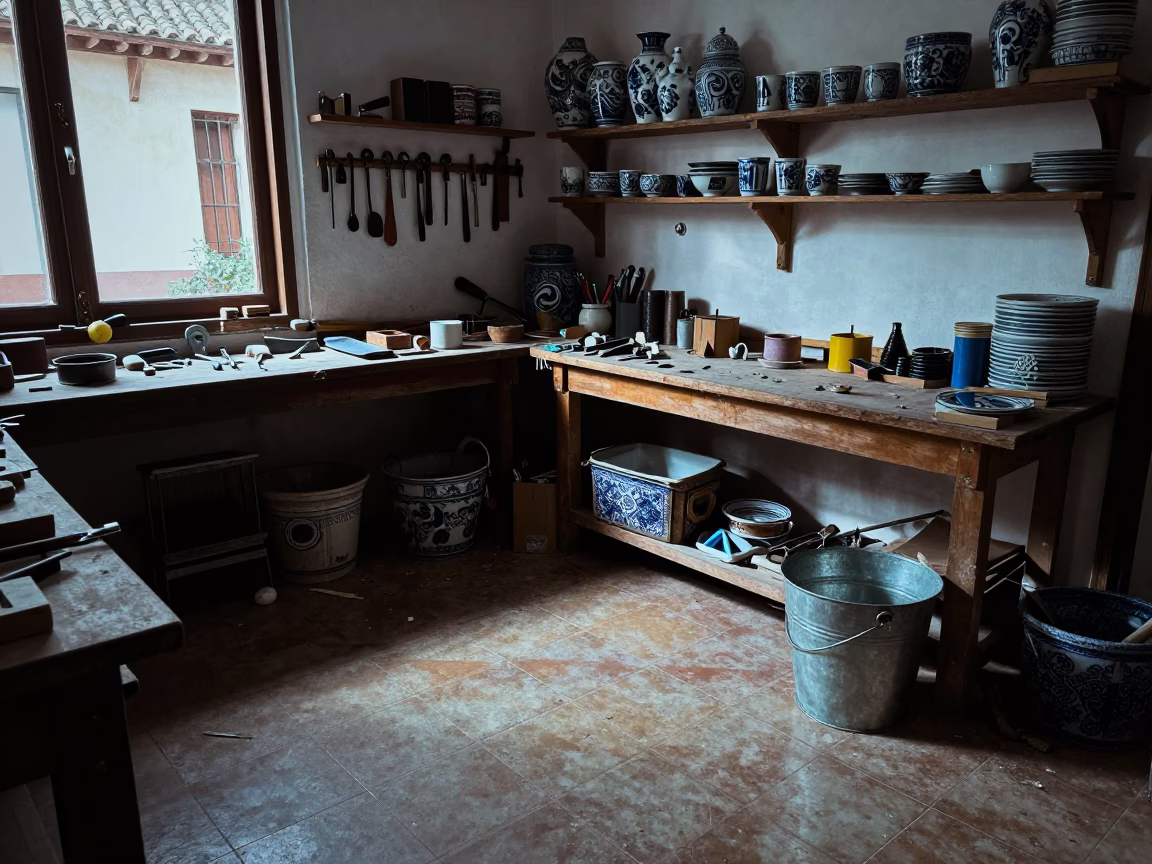Workbench in Granada at Early Morning Light in in Granada, Spain