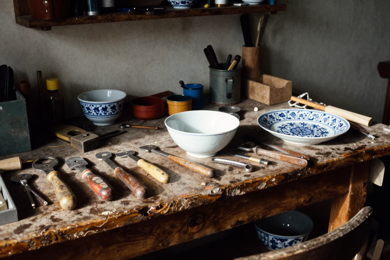 Workbench in Porto at Noon Light in in Porto, Portugal
