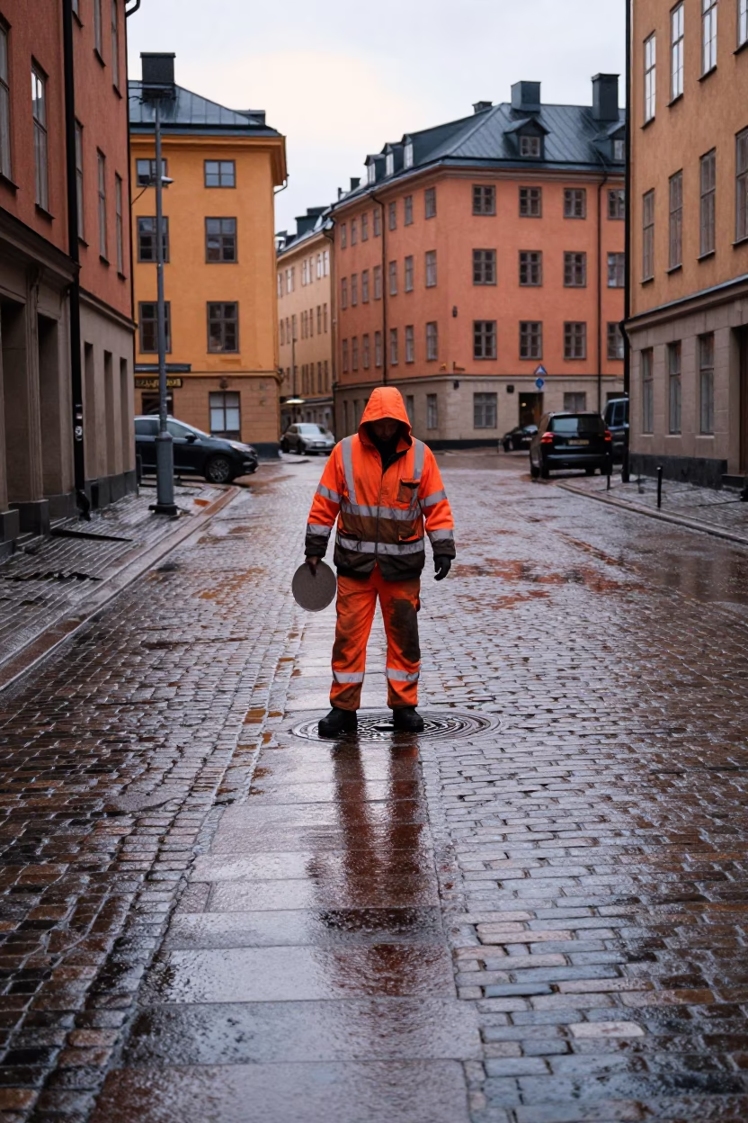 Worker at First Light in in Stockholm, Sweden