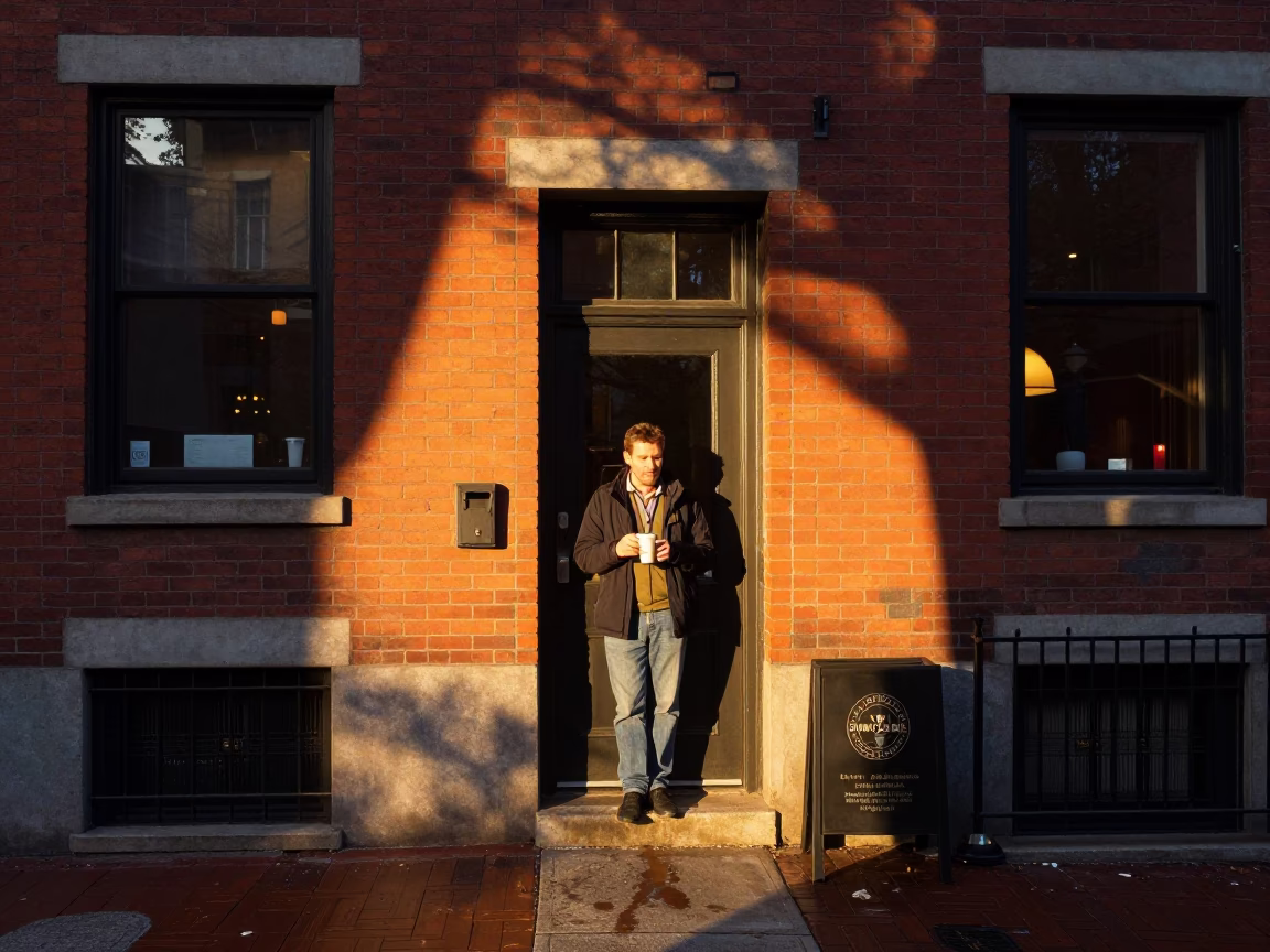 Worker at Golden Hour in in Boston, Massachusetts, United States
