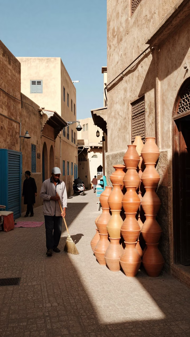 Worker at Late Morning Light in in Fez, Morocco