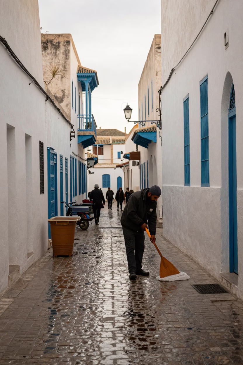 Worker Cleaning in Tunis in in Tunis, Tunisia