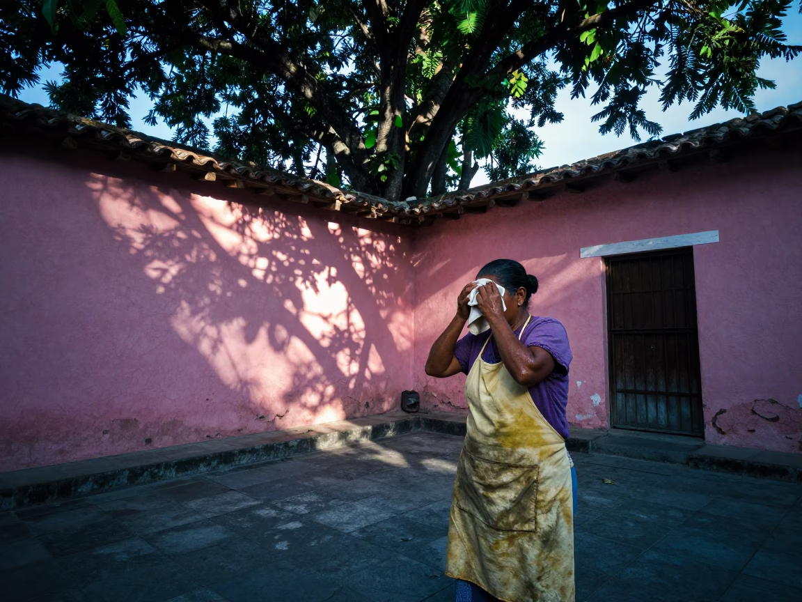 Worker in Cartagena at Early Morning Light in in Cartagena, Colombia