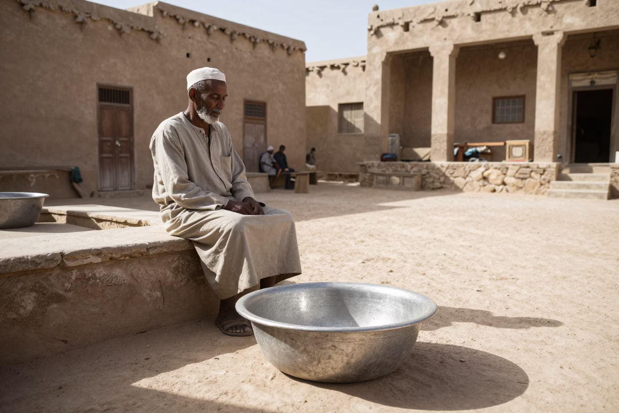 Worker in Luxor at Noon Light in in Luxor, Egypt