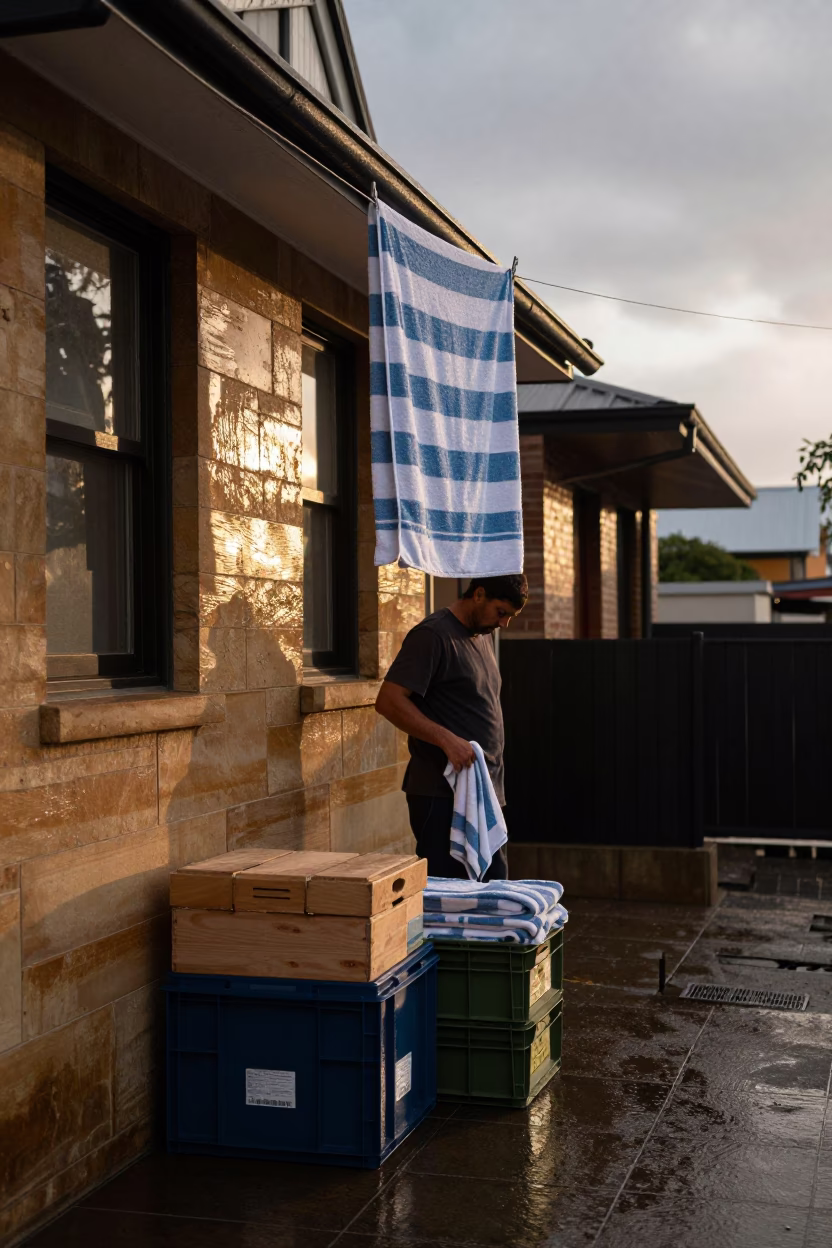 Worker in Sydney at First Light in in Sydney, New South Wales, Australia