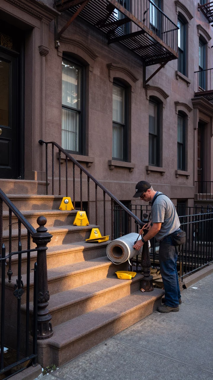 Worker just after sunrise in Boston in in Boston, Massachusetts, United States