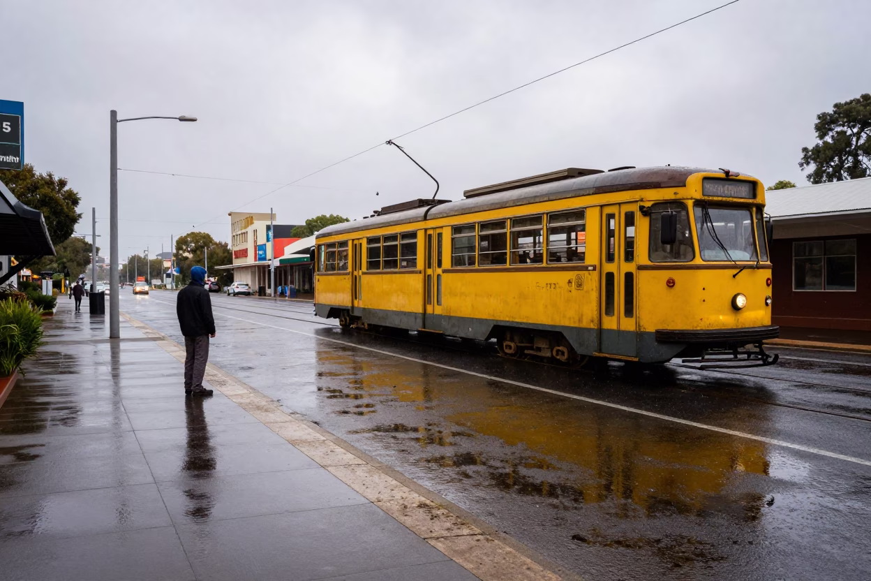 Worker Pausing in Adelaide in in Adelaide, South Australia, Australia