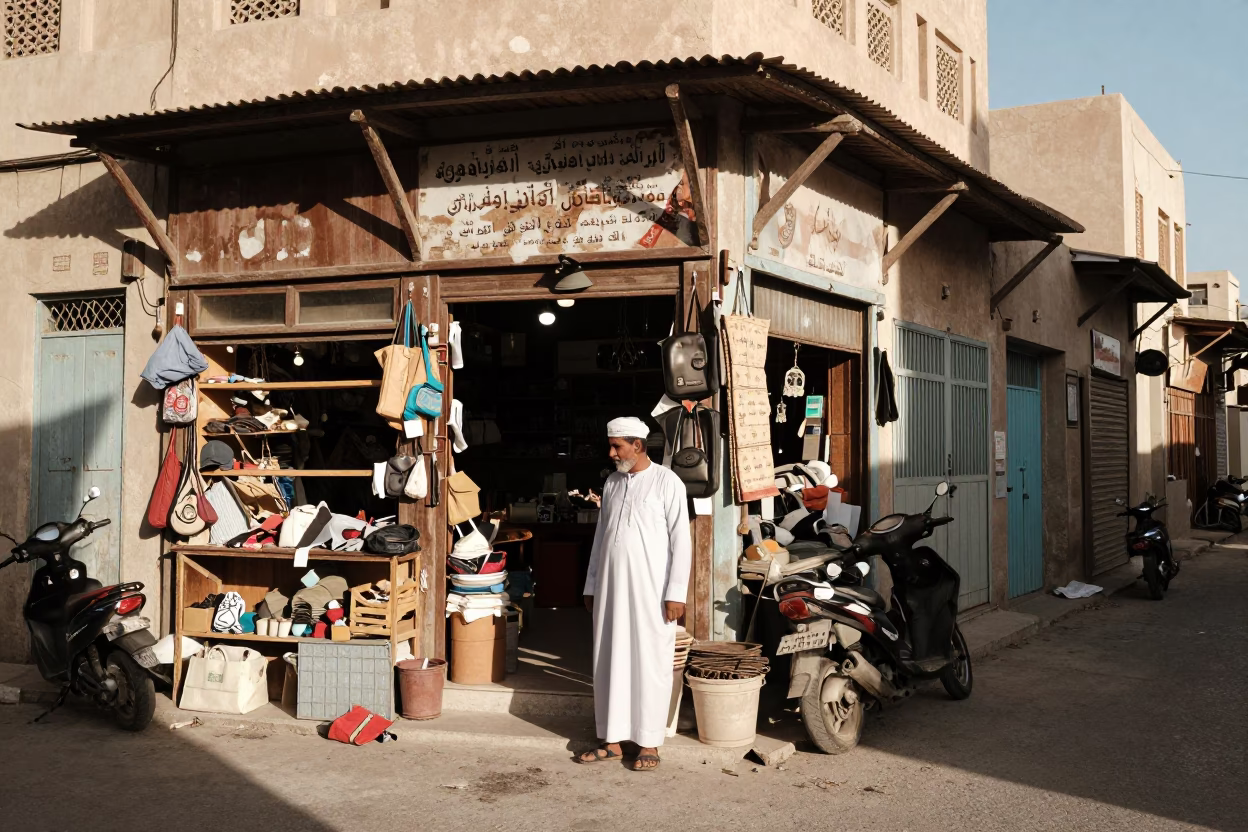 Worker Pausing in Muscat in in Muscat, Oman