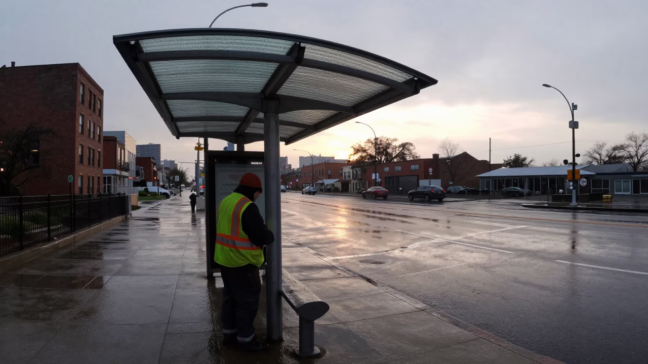 Worker Waiting in Chicago in in Chicago, Illinois, United States