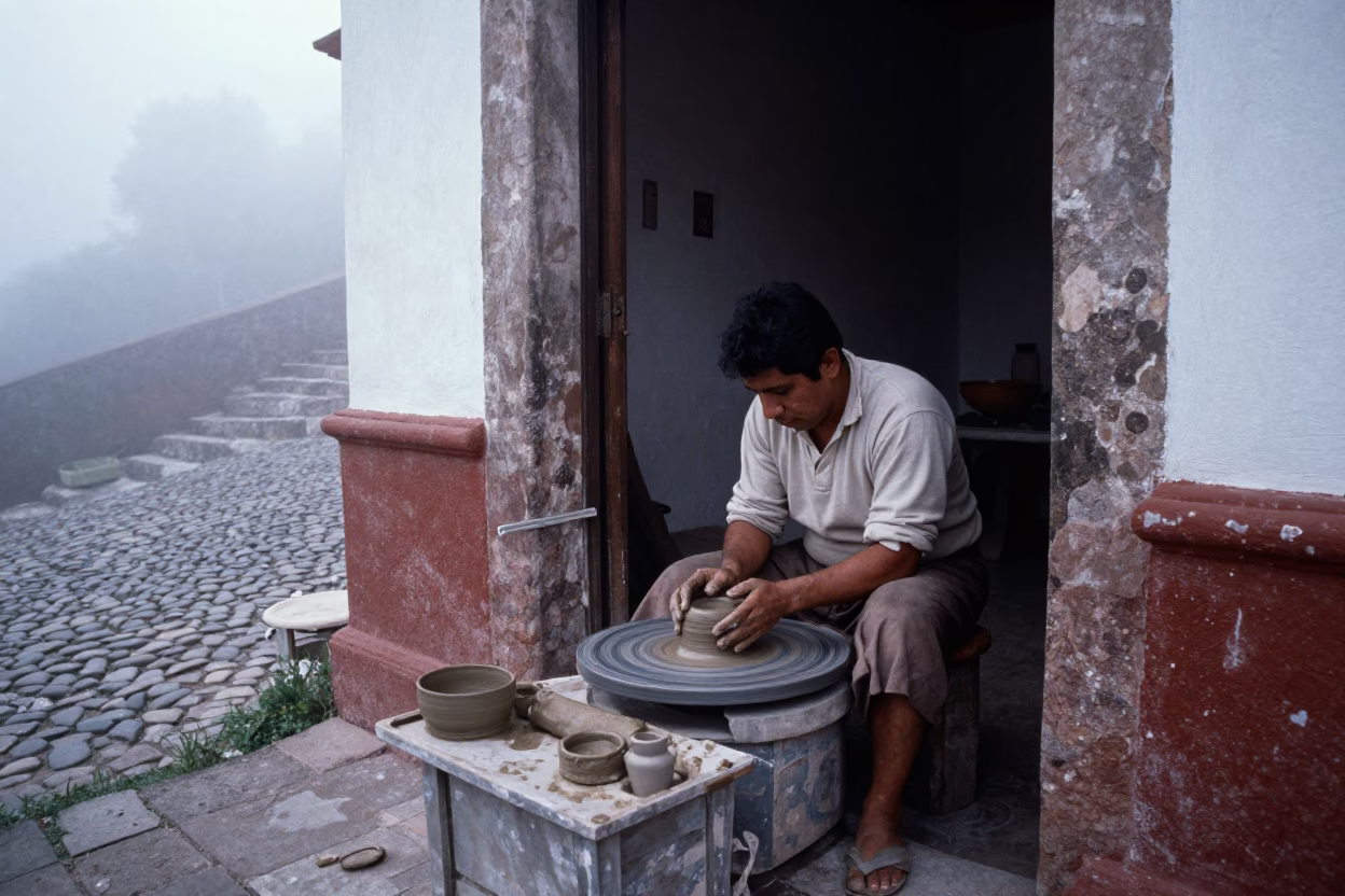 Working Clay in Oaxaca in in Oaxaca, Mexico