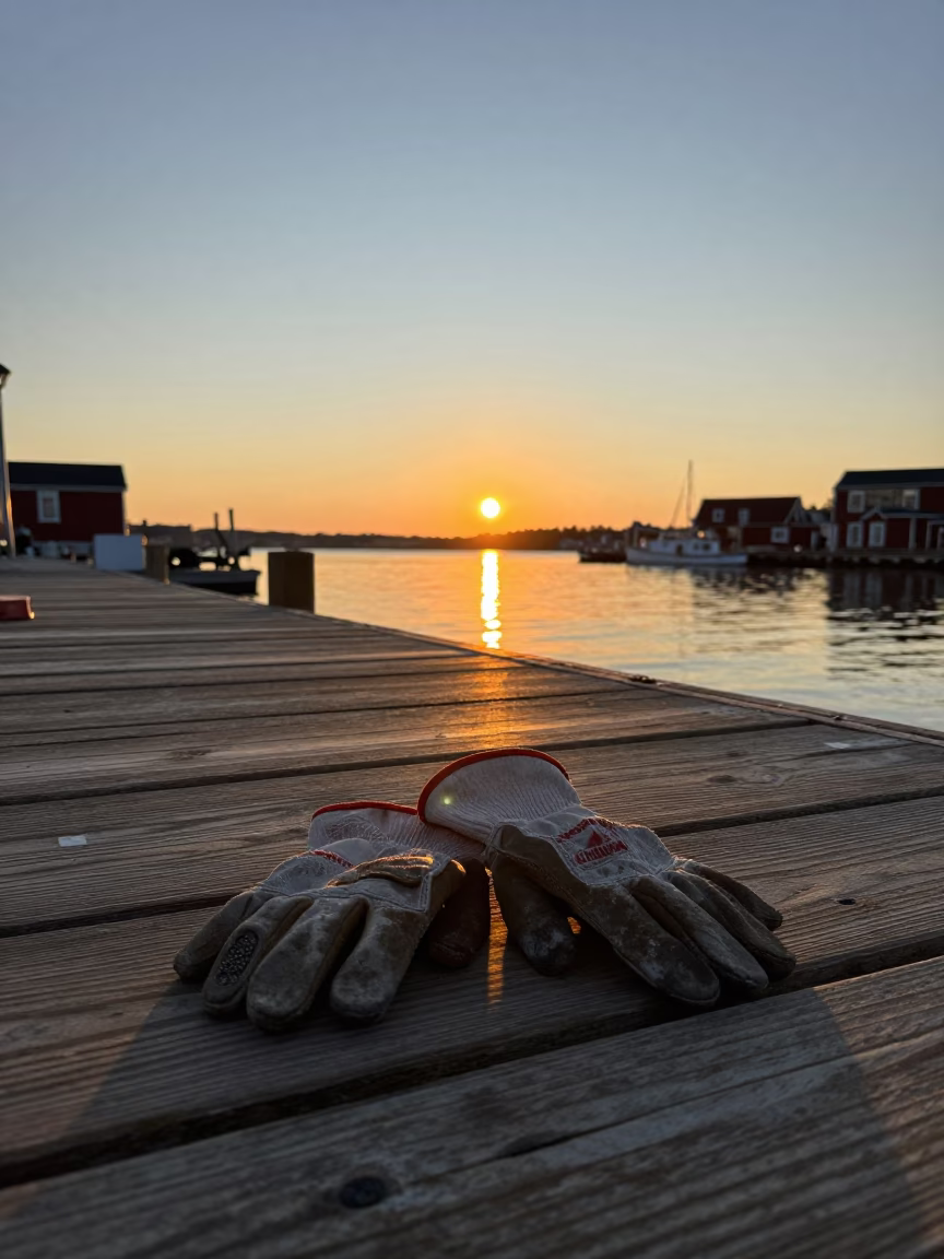 Working Dock in Halifax at As The Sun Drops Toward The Horizon in in Halifax, Nova Scotia, Canada