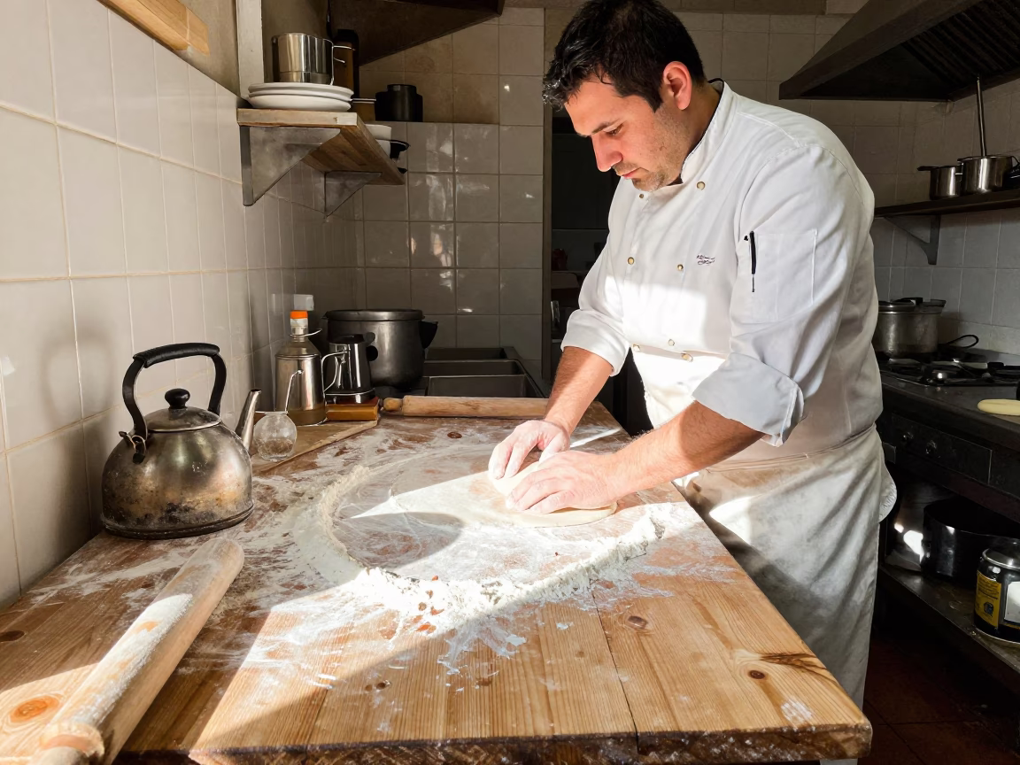 Working Dough in Naples in in Naples, Italy