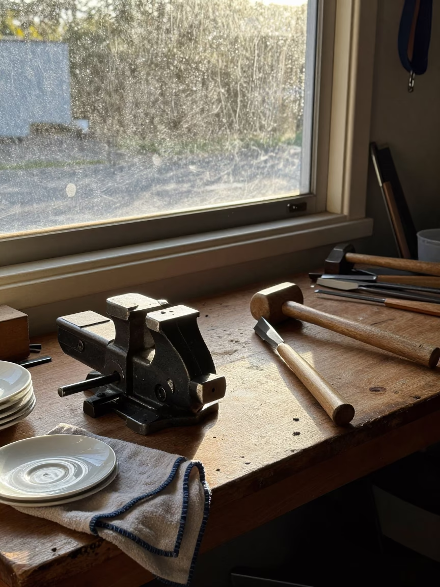 Workshop Bench just after sunrise in Wellington in in Wellington, New Zealand