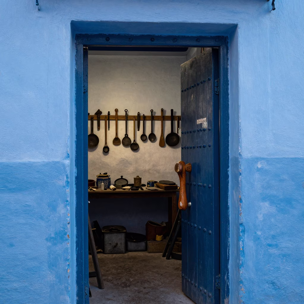 Workshop Entrance in Essaouira in in Essaouira, Morocco