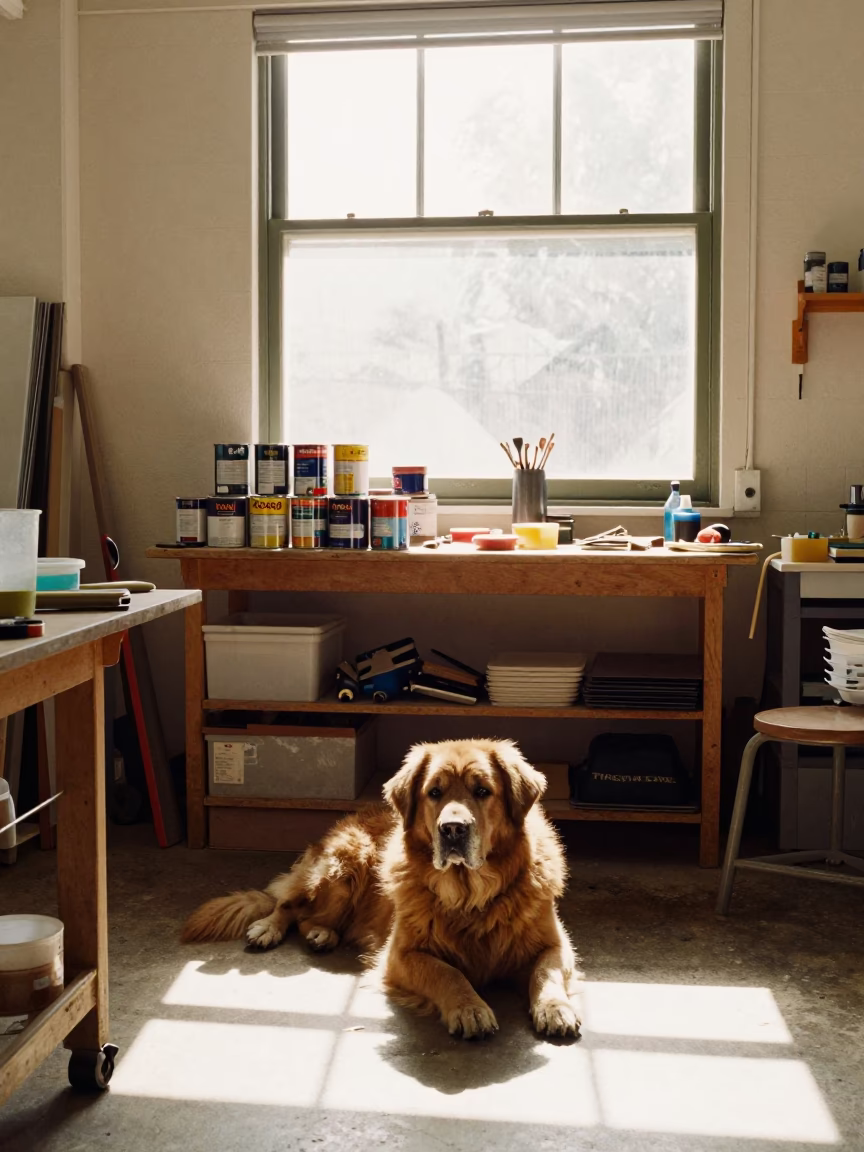 Workshop Interior at Bright Midmorning Light in Adelaide in in Adelaide, South Australia, Australia