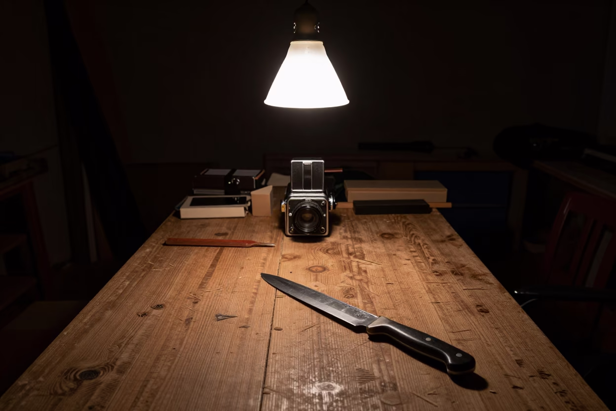 Workshop Interior in Bologna at The Predawn Darkness Light in in Bologna, Italy
