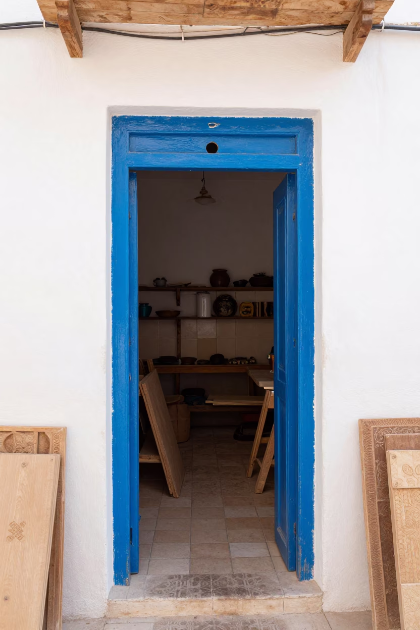Workshop Interior in Essaouira in in Essaouira, Morocco
