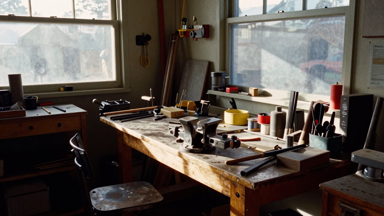 Workshop Interior in Hobart at The Early Afternoon Light in in Hobart, Tasmania, Australia