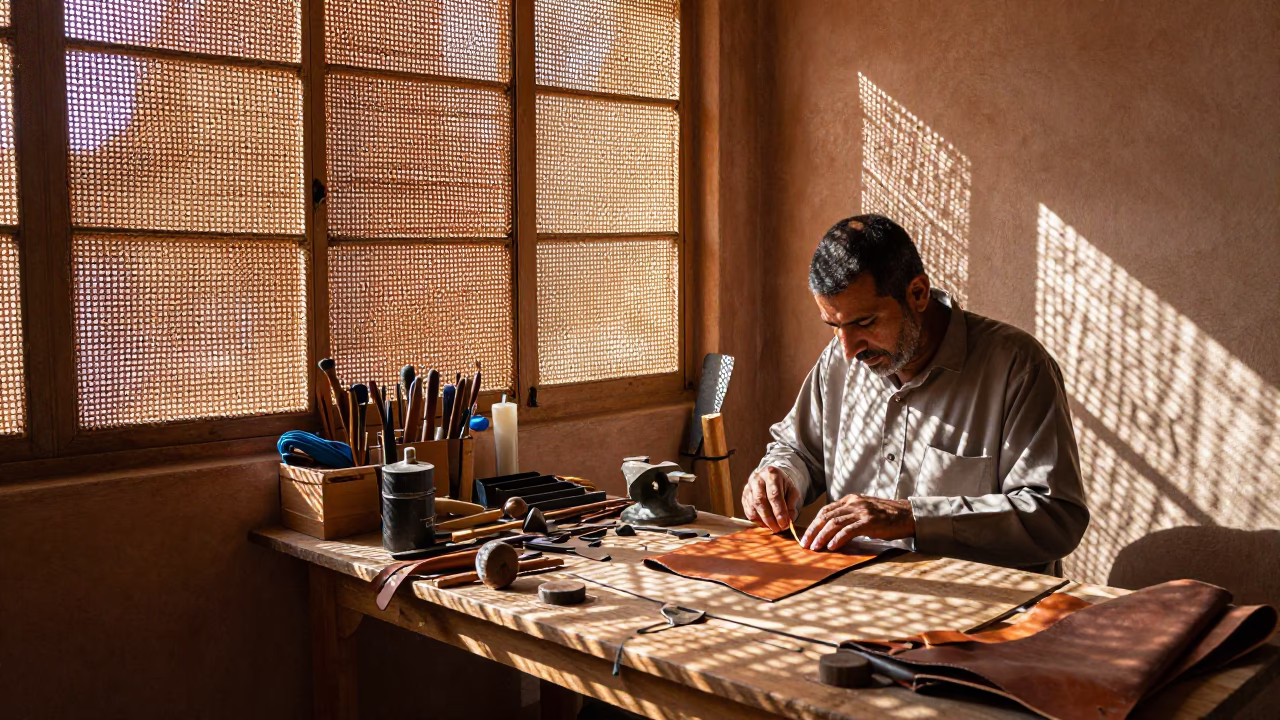 Workshop Interior in Marrakech at Afternoon Light in in Marrakech, Morocco