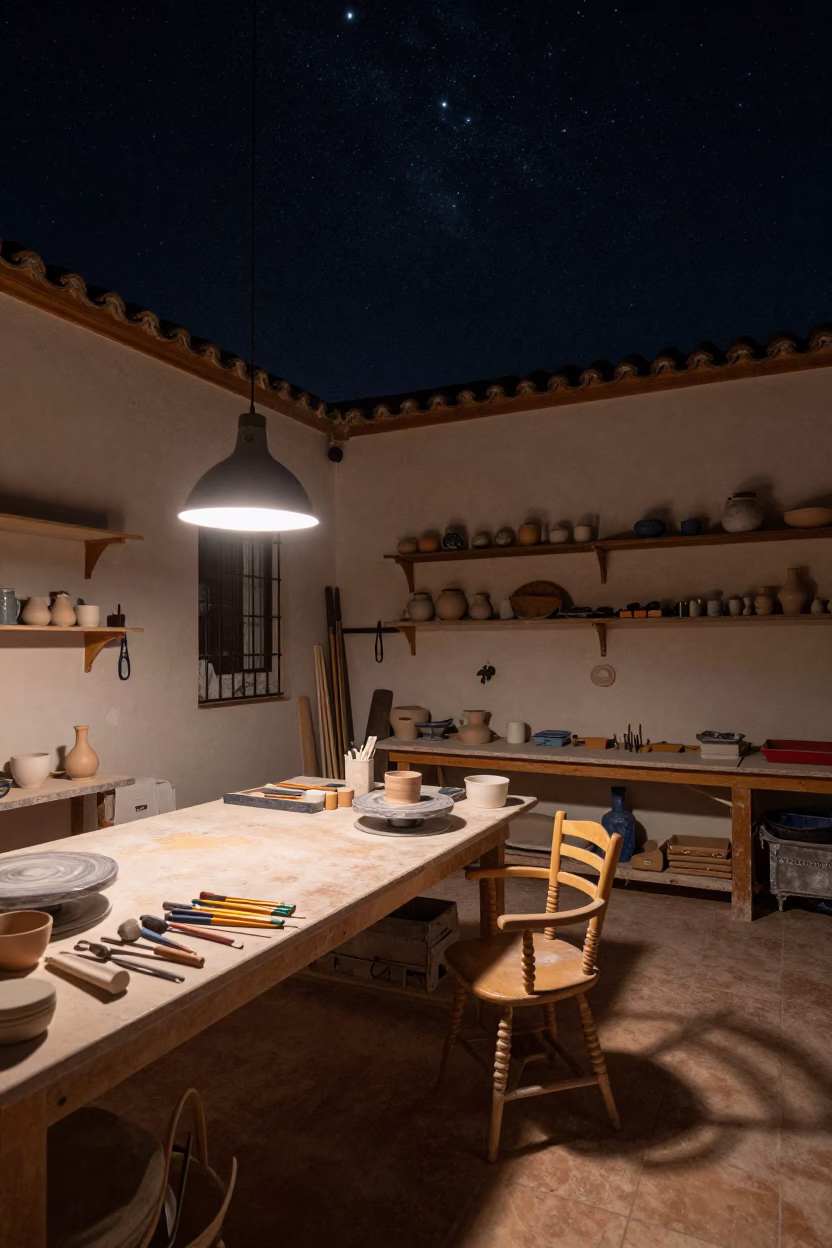 Workshop Interior in Seville at The Deepest Night Sky Light in in Seville, Spain