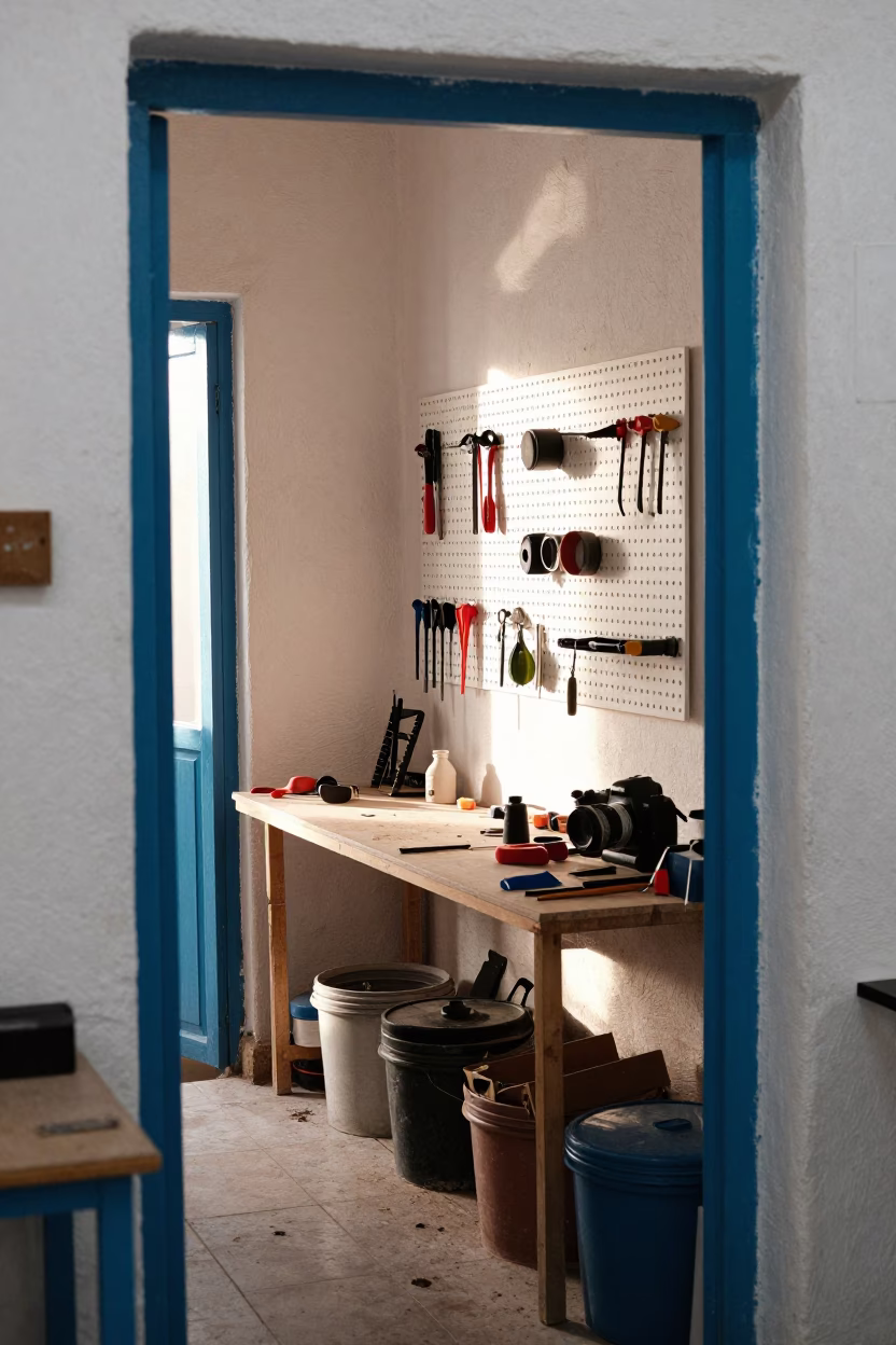 Workshop Interior in Tunis at The Late Morning Light in in Tunis, Tunisia