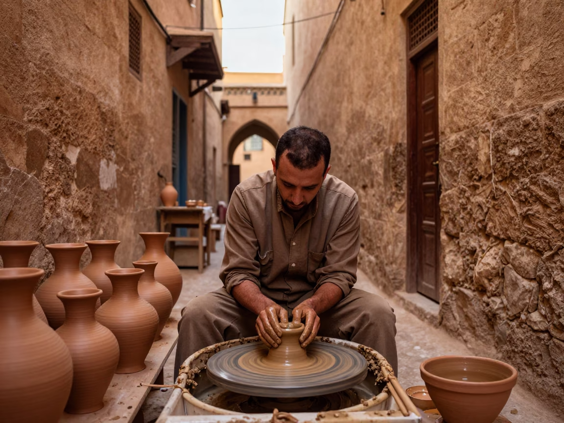 Workshop Medina in Fez at Honeyed Evening Light in in Fez, Morocco