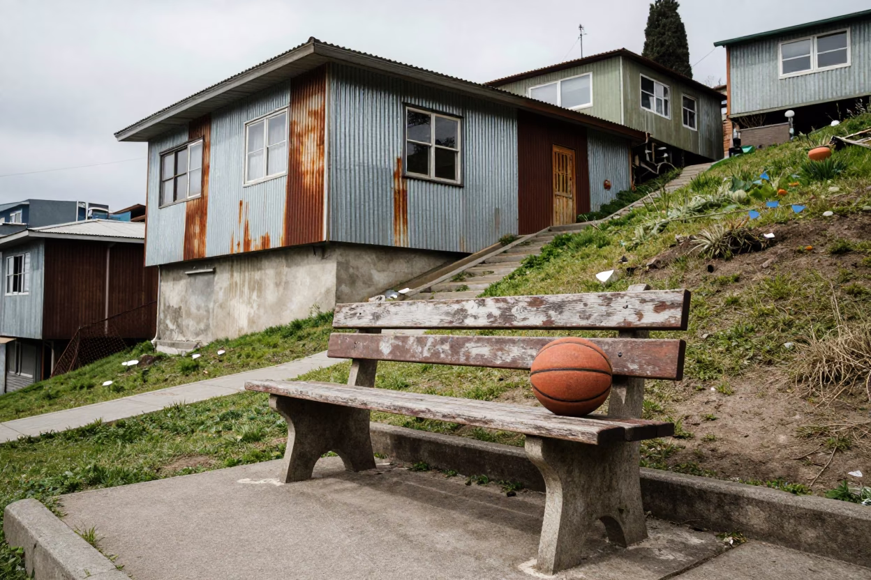 Worn Bench in Valparaiso in in Valparaiso, Chile